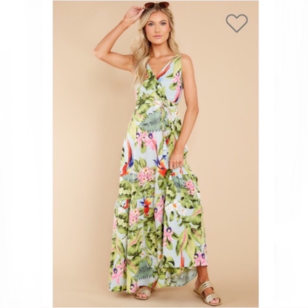 Red Dress Boutique Tropical Print Maxi Dress New NIP